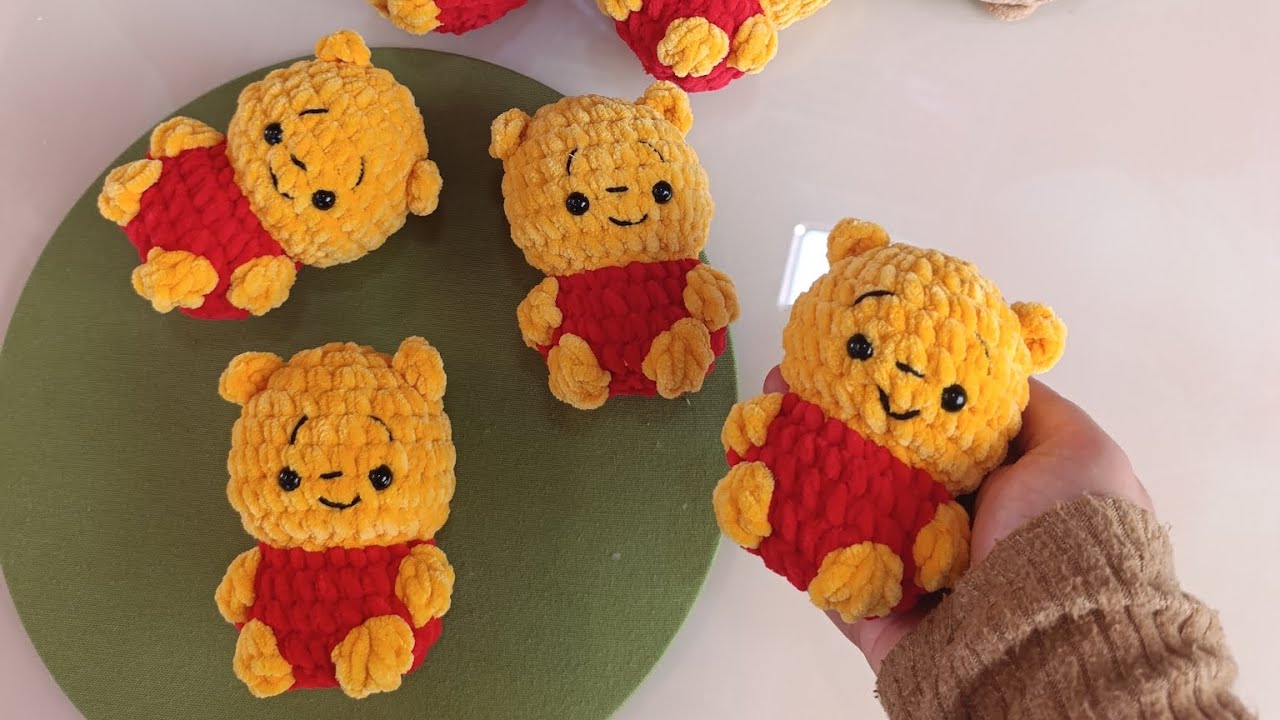 Amigurumi Winnie the Pooh Yapımı 🧸 | Kadife İple Kolay Ayıcık Anahtarlık