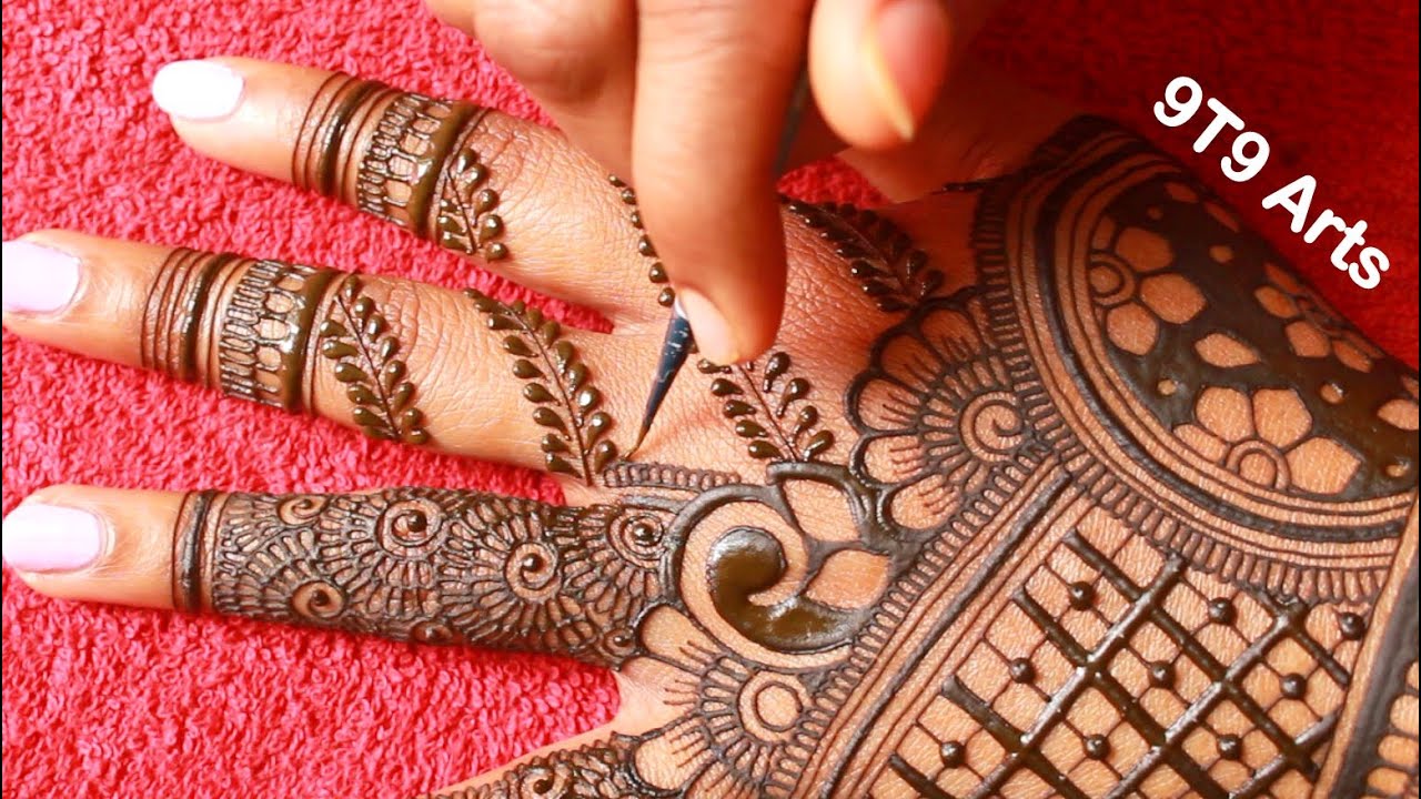 Semi Bridal mehndi design | New Stylish Front hand mehndi | Full ...