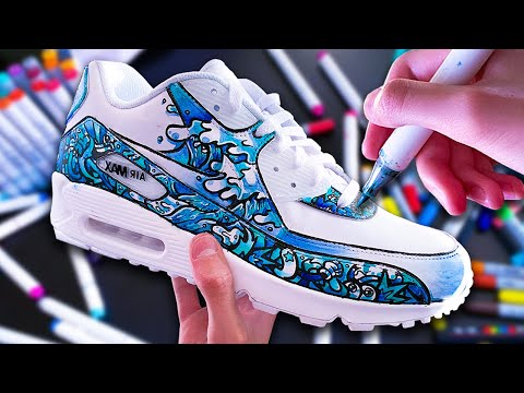 Waves Nike Air Max 90 Custom (Artist Credit: Shrimpyyt)  Custom shoes  diy, Custom sneakers diy, Air max 90 custom