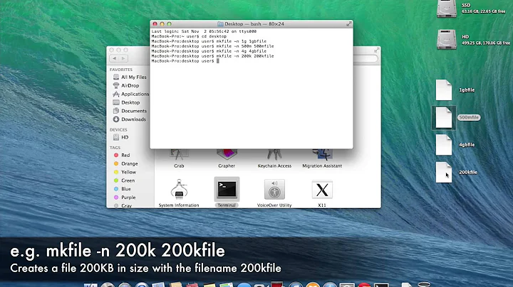 How to create a file of any size in macOS X