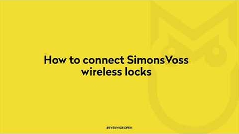How to configure a SimonsVoss wireless lock on Morphean