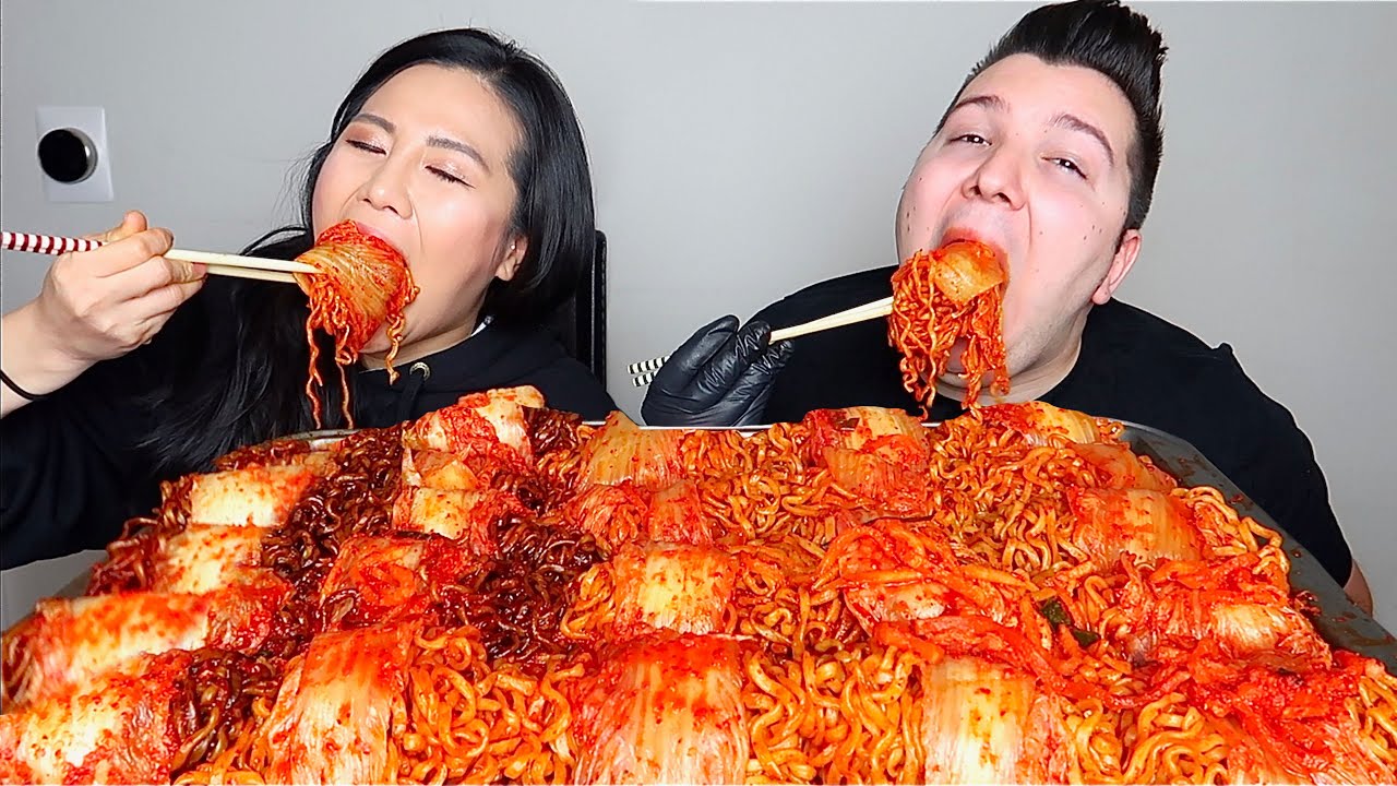 Download Kimchi Wrapped Nuclear Fire Noodles With Hyunee Eats • MUKBANG