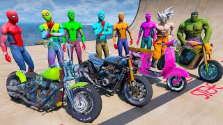 SPIDERMAN MOTORCYCLE BOWLING RAMP CHALLENGE - EXTREME SPEED BOOST CHALLENGE