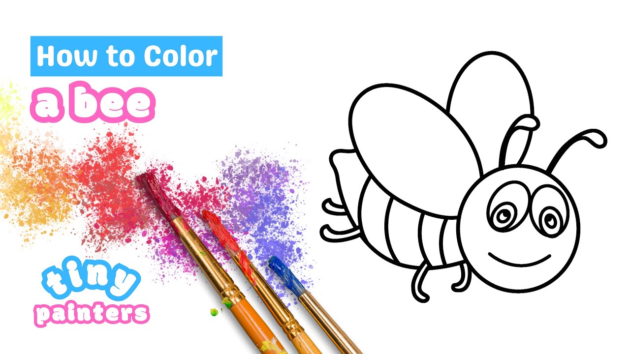 Bee Coloring for Kids | Easy Insect Drawing & Painting | Learn Colors for Children