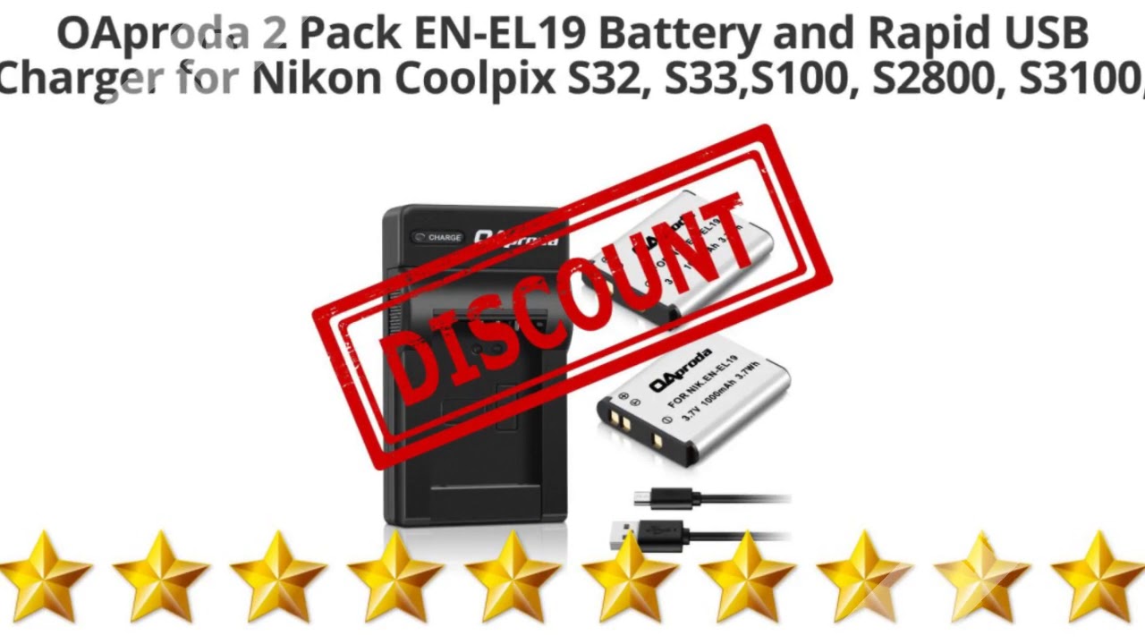 OAproda 2 Pack EN-EL19 Battery and Rapid USB Charger for Nikon  | Review and Discount