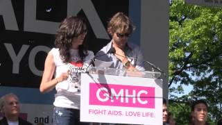 Lana Parrilla introduces  Daniela Ruah and Eric Christian Olsen at AIDS Walk New York