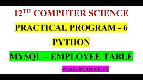 12th std computer science || practical program 6 || MYSQL Employee Table in Python in Tamil #python