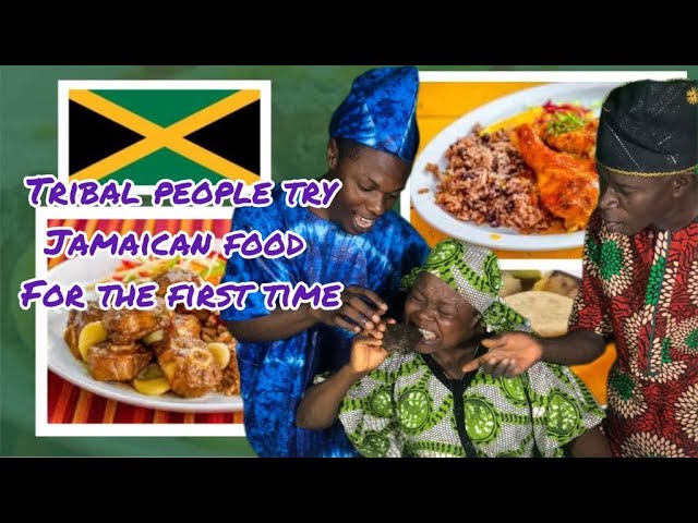 Tribal people try Jamaican food class=