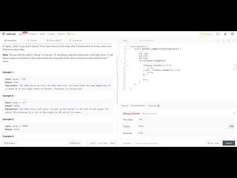 Leetcode | Robot Return To Origin | Java interview questions