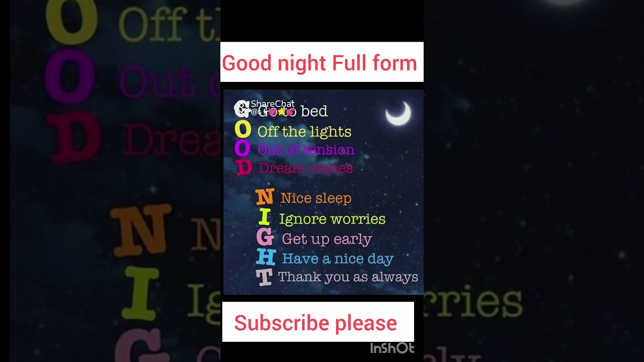 Good Night Full Form youtubeshorts shortsvideo viral YouTube Good Night Full Form youtubeshorts shortsvideo viral YouTube