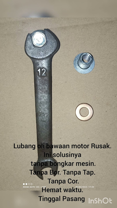 Cara atasi lubang baut oli mesin bawaan motor rusak, slek / dol.