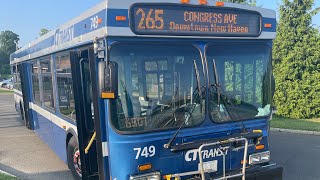 Ride on 2007 Nee Flyer D40LF 749 on route 243 to downtown New Haven