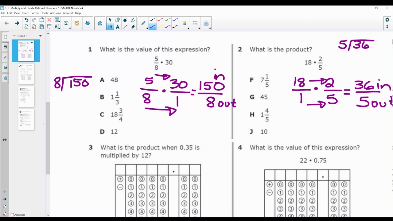 6.3E Multiply and Divide Rational Numbers - YouTube