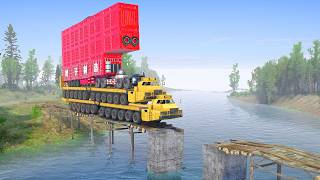 Crossing The Most Dangerous Broken Bridge With An Oversized Load Truck Ever