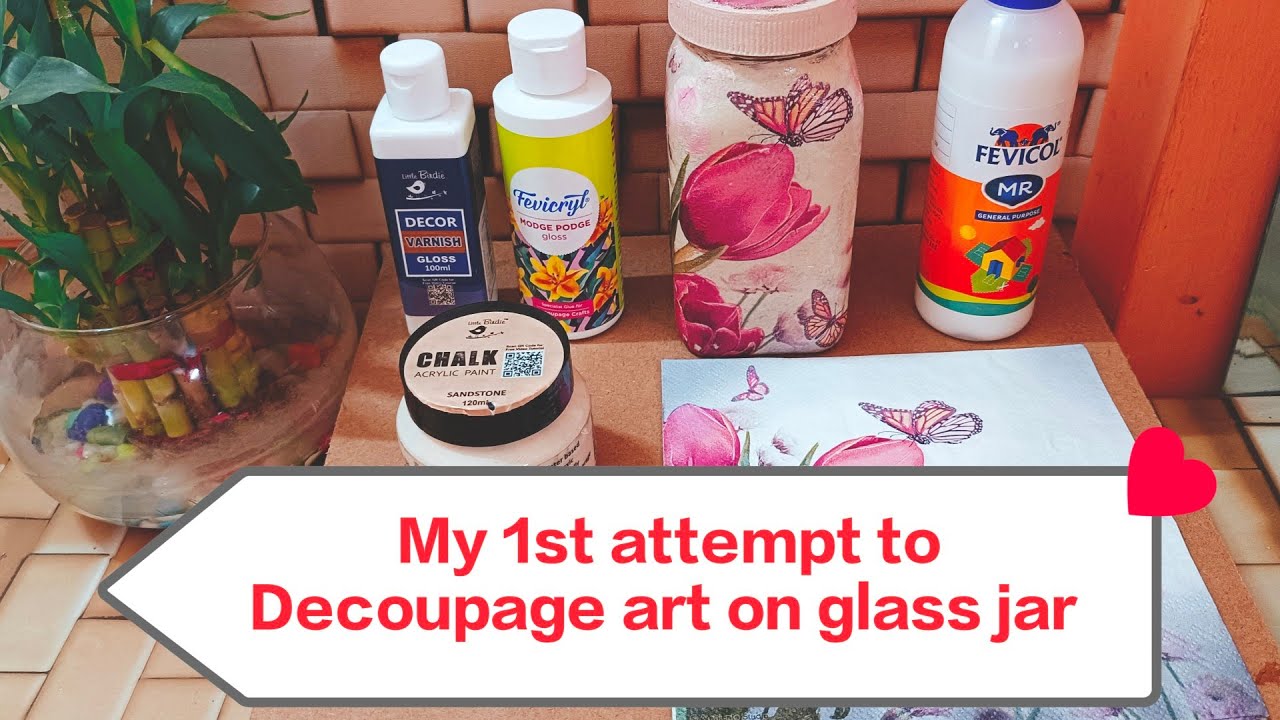Decoupage Napkins onto Glass Jars – Sustain My Craft Habit