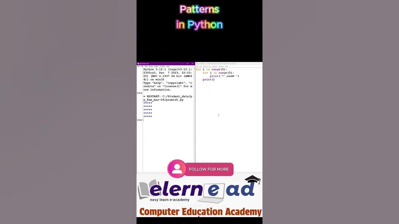 Pattern/Pyramid (part - 1) in #python #coding #bca #programming # ...