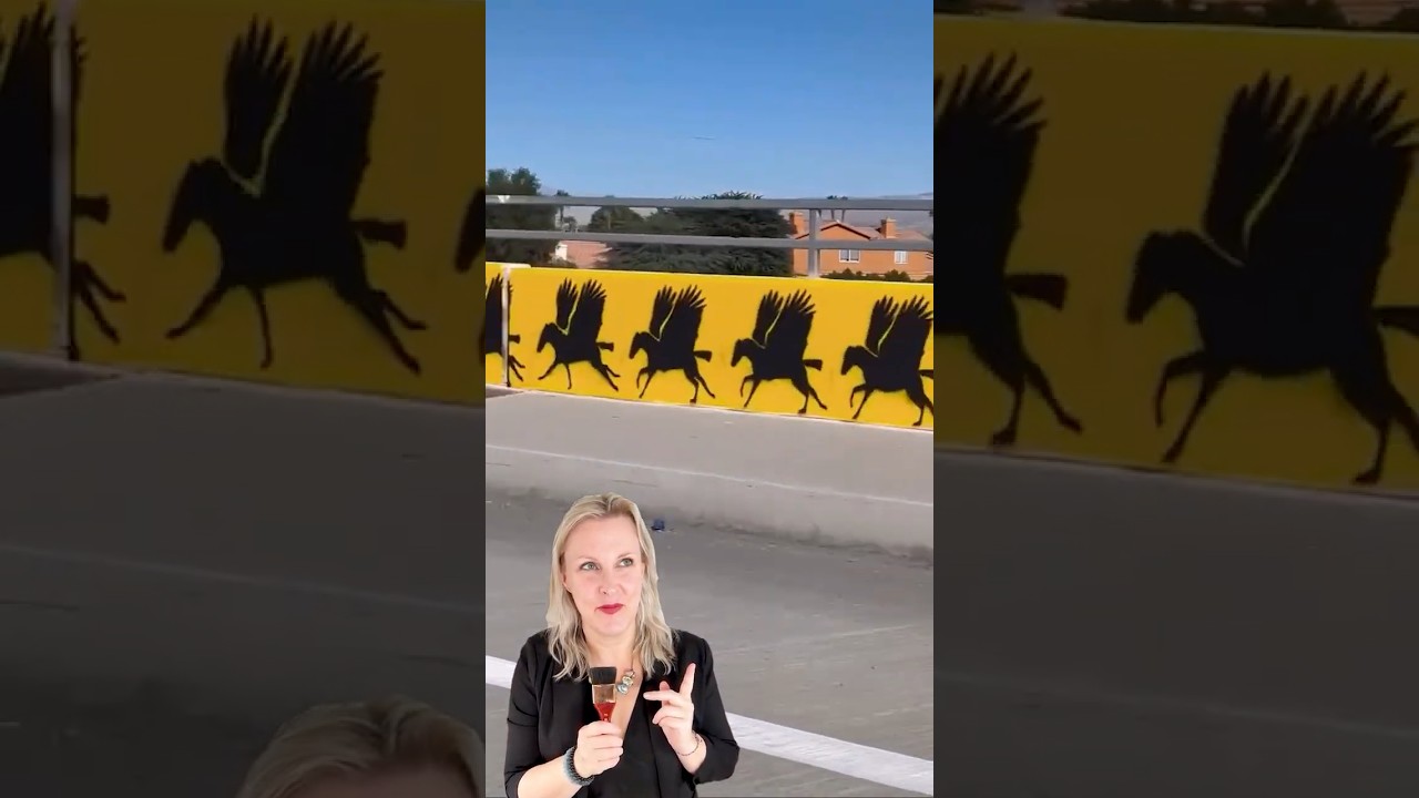 A horse becomes a bird—on the freeway?! 🐎➡️🐦 Artist: Hervey Garcia #arthistory