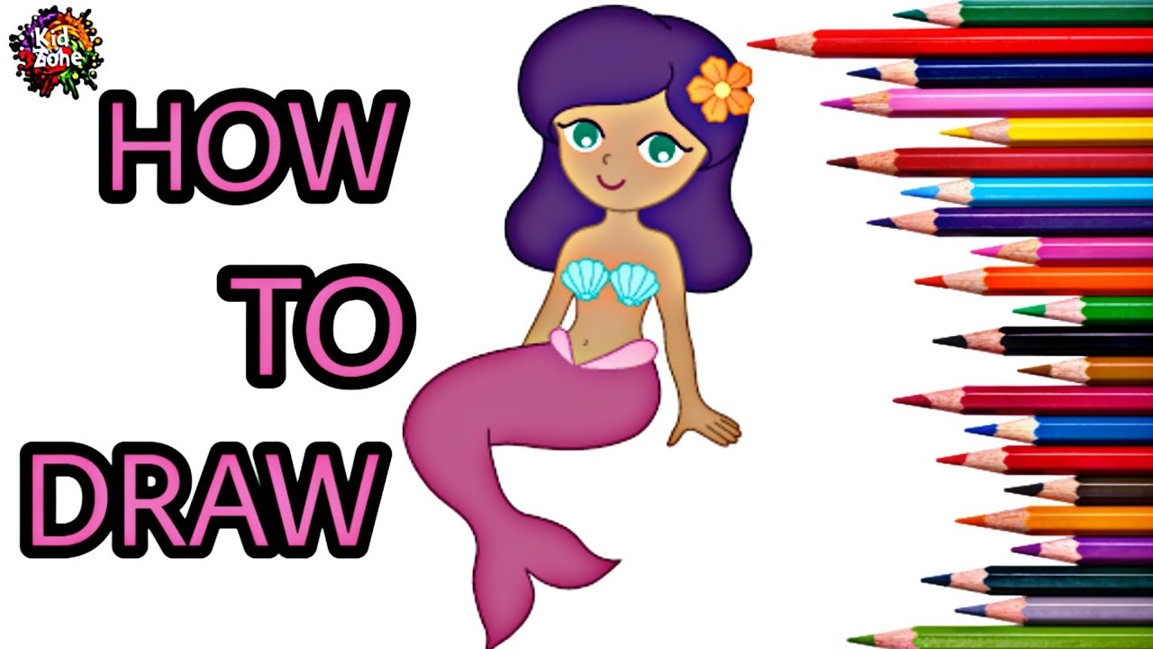 How To Draw Mermaid || Easy Step By Step || For Kid's And Toddler's ...
