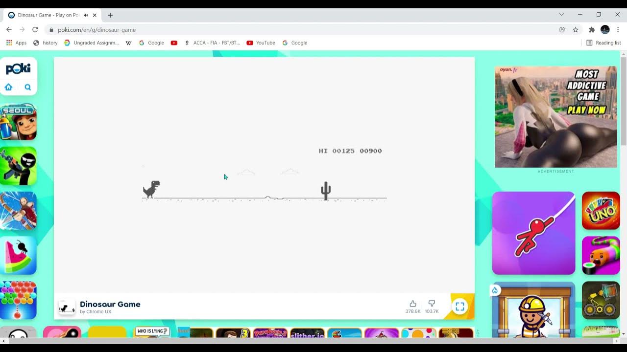 Dinosaur Game Play on Poki Google Chrome 2022 01 22 12 05 21 