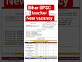 BPSC Teacher New Vacancy 2026 😲 | बिहार शिक्षक नई भर्ती | BPSC TRE 4.0 Update #shorts