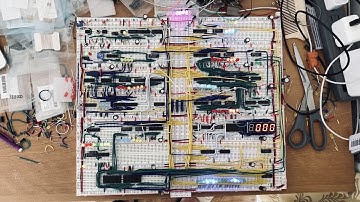 8-Bit Breadboard Computer Performing Multiplication (7x8 = 56) using Conditional Jump Instructions