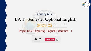 BA 1st Semester Optional English 2024 -25 | Exploring English Literature - 1 |RCUB| Explained By PK