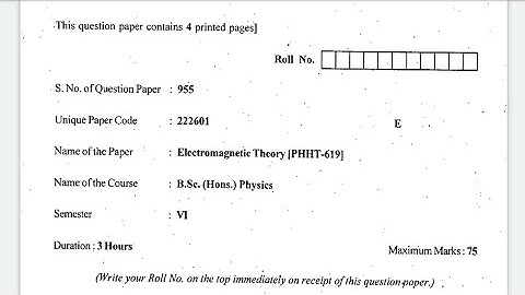 Electromagnetic Theory Question Paper - 2 | Semester - 6 | B.Sc.(H) Physics | University of Delhi