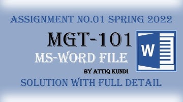 MGT101 assignment 1 spring 2022 MSWord file by Attiq Kundi || MGT101 Assignment 1 Solution changes