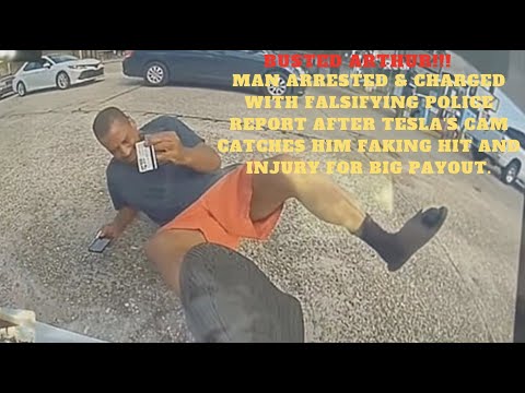 Busted Arthur! Tesla's camera catches man Faking being hit and injured by Car in bid for Big Payout.