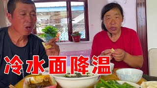 30度高温天气吃饭没食欲，老爸下厨煮了冷水面，全家吃完都夸好！【东北大龙】