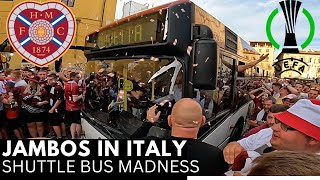 HEARTS FANS IN FLORENCE ITALY 🇮🇹 SHUTTLE BUS MADNESS HMFC
