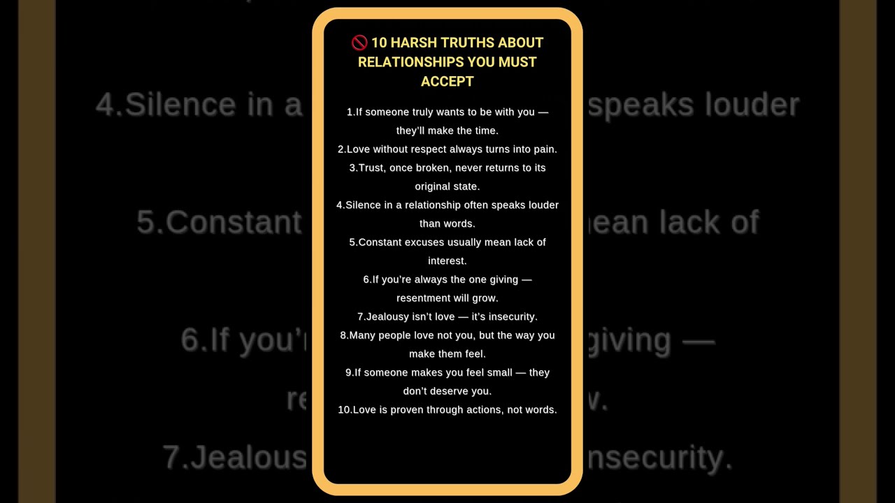  10 Harsh Truths About Relationships You Must Accept