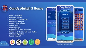 Candy Match 3 Game with Earning System and Admin Panel + Landing Page || make Candy Crush game free