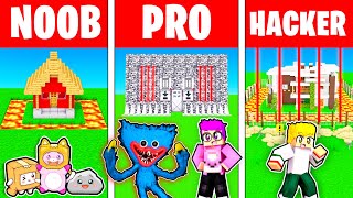 Minecraft NOOB vs PRO vs HACKER SAFEST BASE BUILDING CHALLENGE! (HUGGY WUGGY, MR. HOPPS, & MORE!!!)