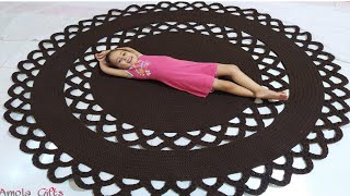 سجاده كروشيه مدورة سهله وبسيطه بغرزه جديده /  Crochet circle rug / carpet/الجزء الثانى