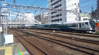 人気の車両が連続で通過！特急 踊り子（JR東日本E257系電車）と相模鉄道本線の10000系快速（横浜市の平沼橋駅）ODORIKO & SOTETU Yokohama City JAPAN TRAIN