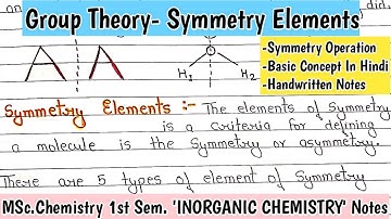Symmetry Elements | Group Theory Basic | Symmetry Operation | MSc.1st Sem.Notes #kanhaiyapatel
