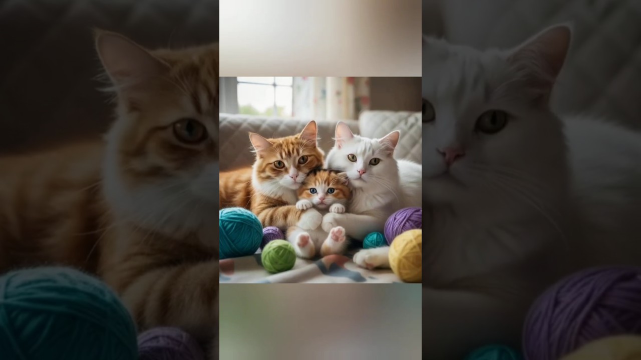 A kitten in the arms of its parents🐈 