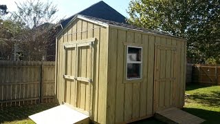 10x12 Gable Shed - Shed Plans - Stout Sheds LLC 10x12 Gable Shed with Shingles, Windows, 46" Single Barn Door, 72" Double Barn Doors, Custom Shelving and Treated Ramps.
