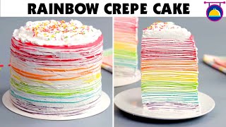 Rainbow Cake Recipe | How To Make Rainbow Crepe Cake | No Bake Cake By Cooking Co