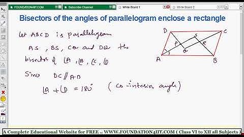 Bisectors of the angles of a Parallelogram enclose a Rectangle || Class 8 Maths ICSE ||