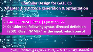 GATE CS 2024 | Set 1 | Question: 27 Consider the following syntax-directed definition (SDD). Given