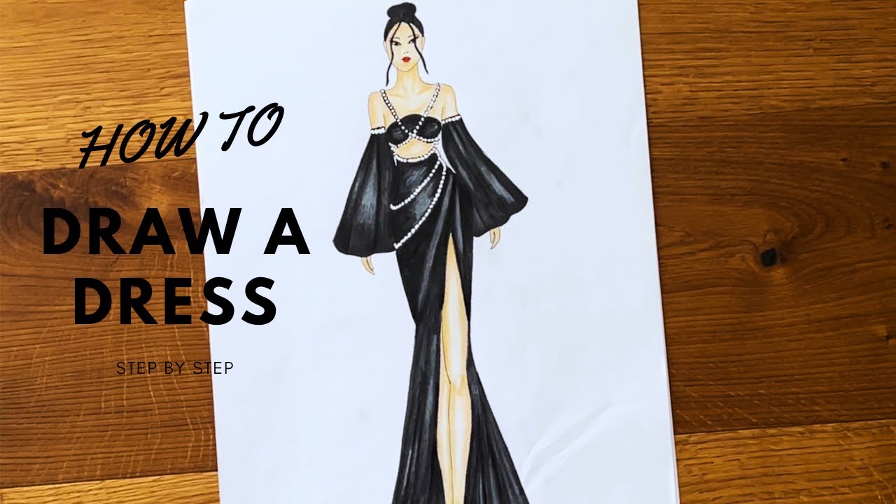 Simple Dresses drawings step by step / Fashion illustration drawing /  Fashion design Illustration 