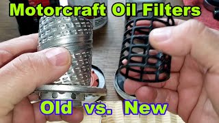 Motorcraft FL910s Oil Filter Cut Open vs. Motorcraft FL2123 Oil Filter Cut Open Comparison