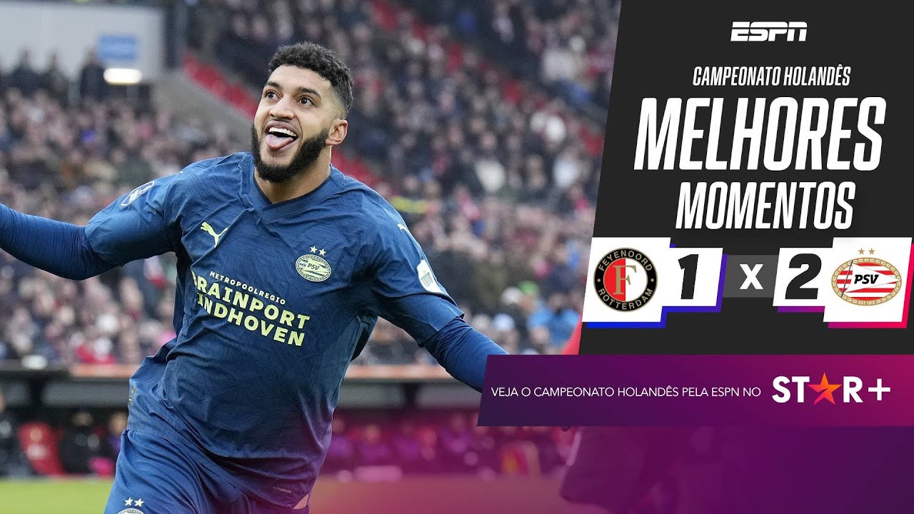 Igor Paixão entra no segundo tempo, mas Feyenoord é derrotado pelo PSV em casa pelo Holandês