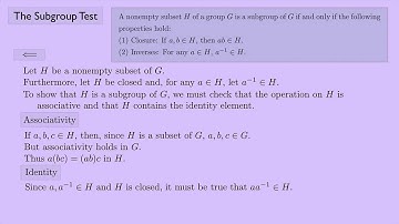 (Abstract Algebra 1) The Subgroup Test