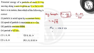 Potential energy of a particle of mass \( 0.1 \mathrm{~kg} \) moving along \( \mathrm{x} \)-axis...