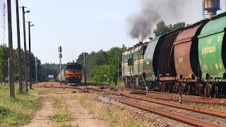 Скрещение грузовых поездов / The meeting of two freight trains