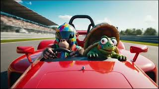 TITLE:MONKEY DRIVING CRAZY! 🐒💨 Scared Turtle Along for the Ride! 🐢😱 