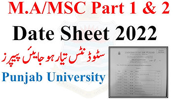 MA MSc Part 1 & 2 Date Sheet Punjab University | MA MSc Exams 2022 | Pu Exams 2022 Date Sheet